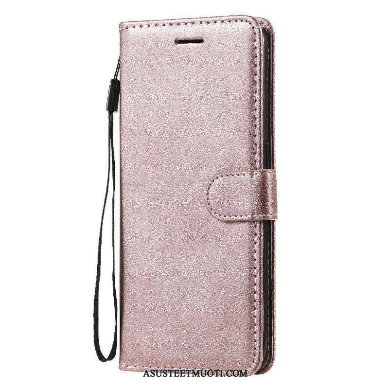 Flip Case Oppo Find X3 Lite Suojaketju Kuori Strappy Leather Effect