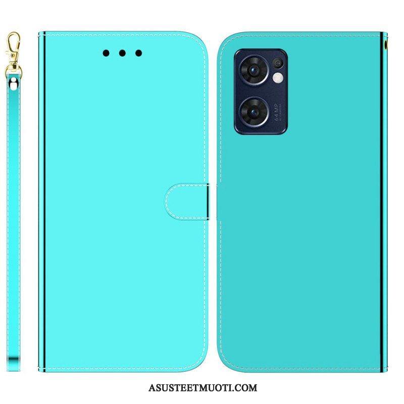 Flip Case Oppo Find X5 Lite Keinonahkainen Peilin Kansi