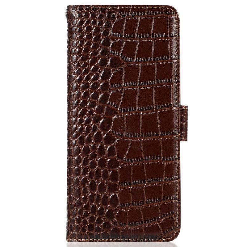 Flip Case Poco X4 GT Rfid Crocodile Style Aitoa Nahkaa