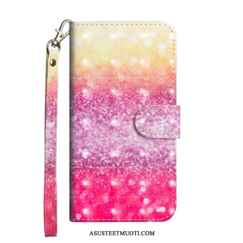 Flip Case Samsung Galaxy A42 5G Magenta Glitter Gradientti