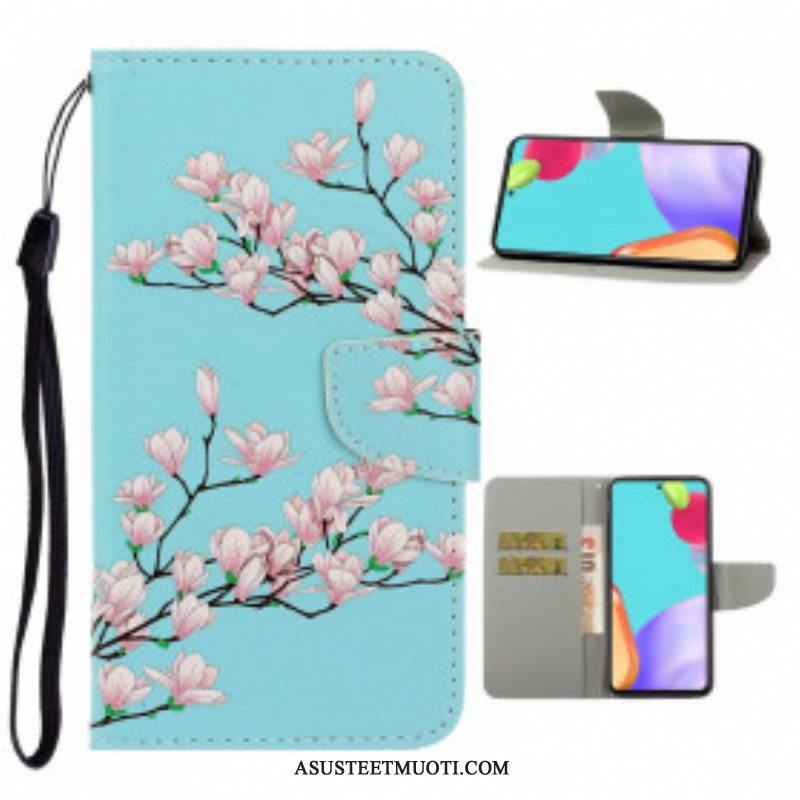 Flip Case Samsung Galaxy A52 4G / A52 5G / A52s 5G Suojaketju Kuori Strappy Pensas