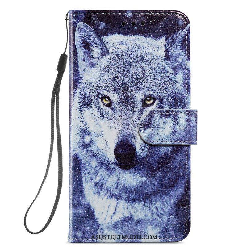 Flip Case Samsung Galaxy S22 5G Upea Wolves Kaulanauhalla