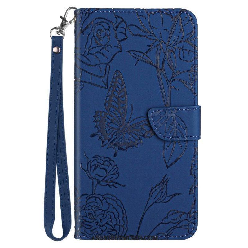 Flip Case Sony Xperia 5 IV Perhosia Kaulanauhalla