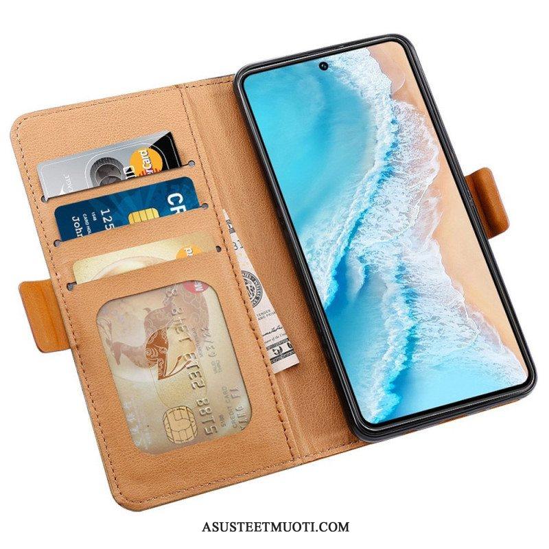 Flip Case Vivo X80 Pro Kangas- Ja Nahkaefekti