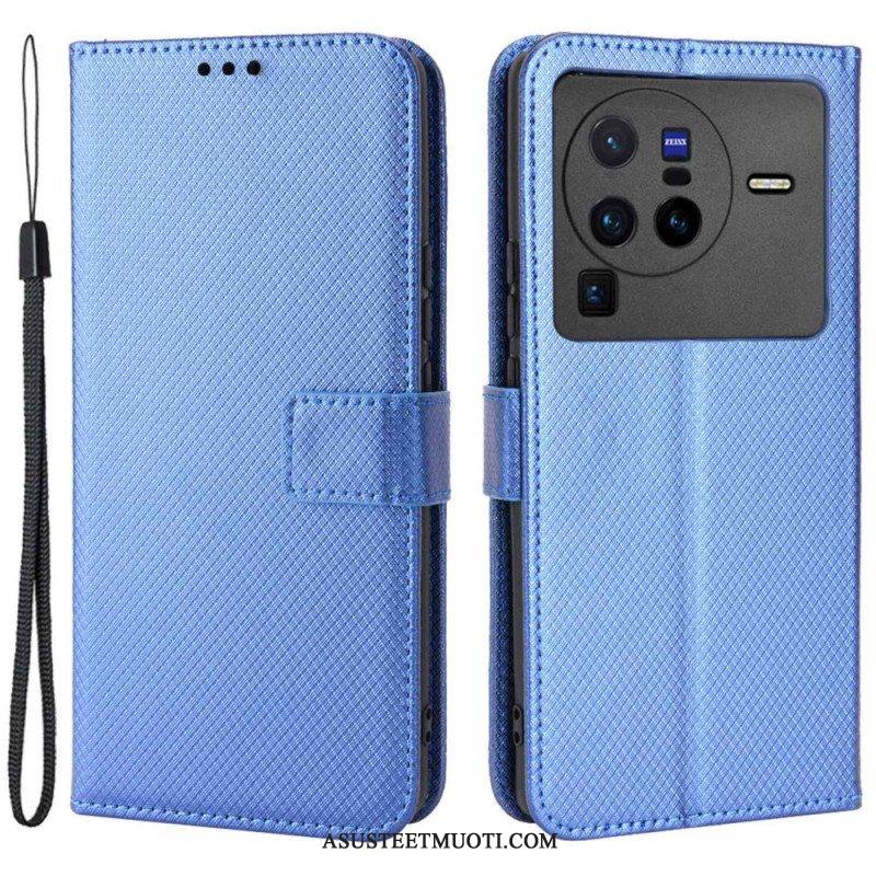 Flip Case Vivo X80 Pro Suojaketju Kuori Hiilikuituhihna