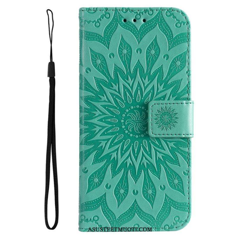 Flip Case Vivo Y22s Mandala-aurinko Kaulanauhalla