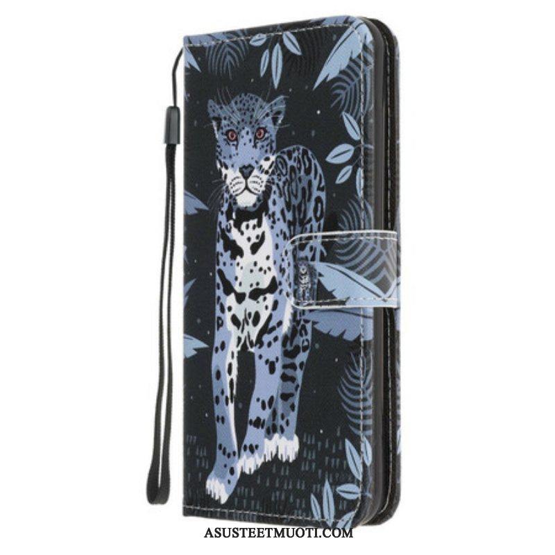 Flip Case iPhone 13 Pro Suojaketju Kuori Strappy Leopard