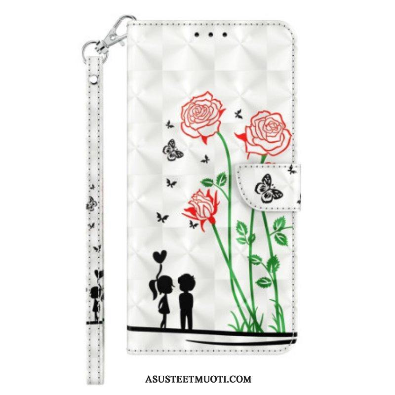 Flip Case iPhone 14 Pro Suojaketju Kuori Lanyard Love Dandelions