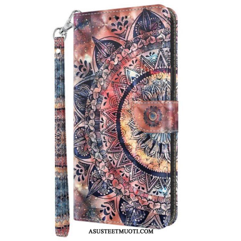 Flip Case iPhone 15 Pro Suojaketju Kuori Mandala Hihnalla