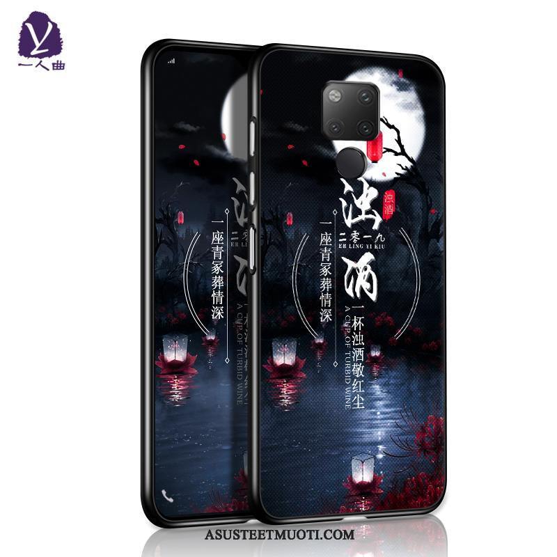 Huawei Mate 20 Kuoret Net Red Murtumaton Musta Silikoni Pesty Suede