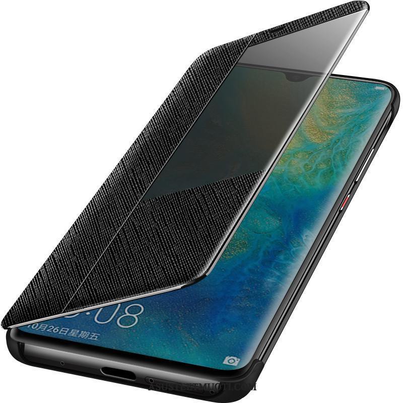 Huawei Mate 20 Rs Kuori Kuoret Aito Nahka Musta Nahkakotelo All Inclusive