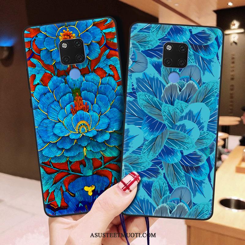 Huawei Mate 20 X (5g) Kuori Kuoret Etninen Pesty Suede Sininen Puhelimen Murtumaton