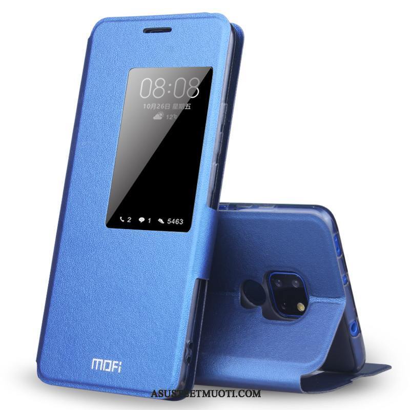 Huawei Mate 20 X Kuoret Windows Sininen Puhelimen Nahkakotelo Suojaus