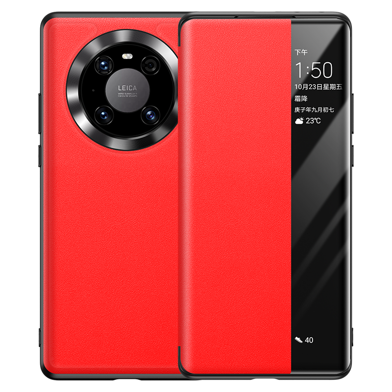 Huawei Mate 40 Pro Kuoret Aito Nahka Simpukka Punainen Kuori Suojaus
