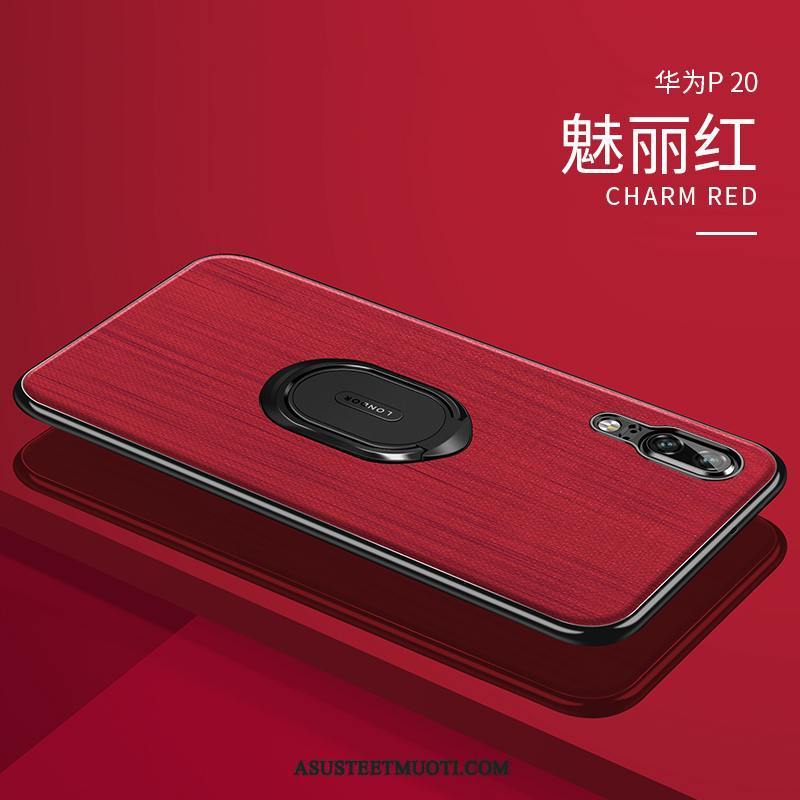 Huawei P20 Kuoret Suojaus Ultra Liiketoiminta Punainen Pesty Suede