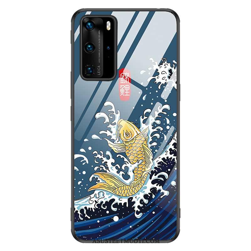 Huawei P40 Pro Kuoret Suojaus Sininen Kotelo Lasi Tila