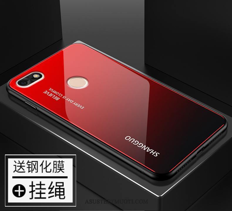 Huawei Y6 Pro 2017 Kuoret Punainen Kaltevuus Näytönsuojus Lasi Kuori