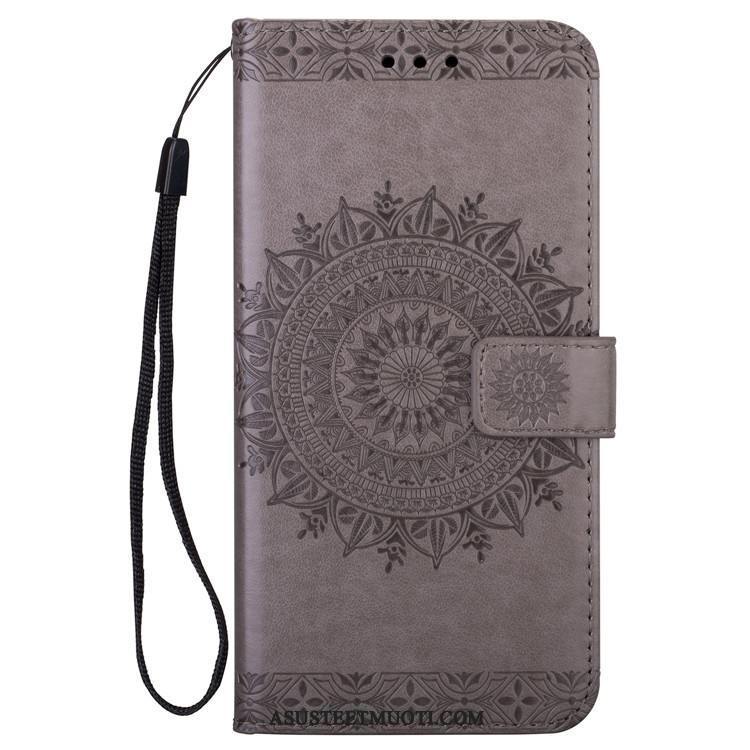 Huawei Y7 2019 Kuori Kuoret Nahkakotelo Harmaa Murtumaton All Inclusive