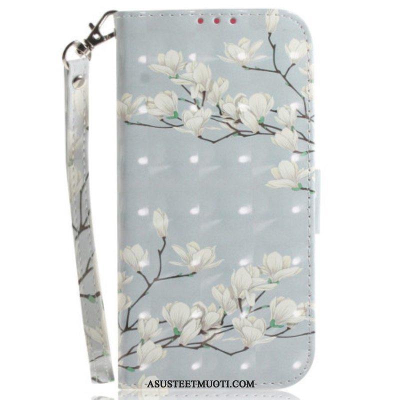Kotelot OnePlus Nord 2T 5G Suojaketju Kuori Strappy Magnolia Flowers