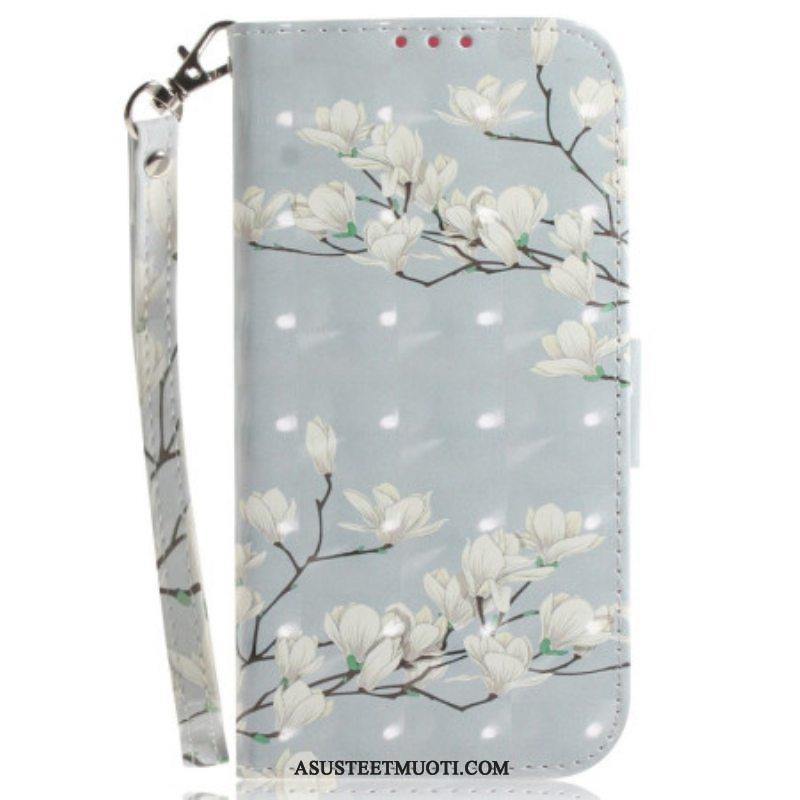 Kotelot OnePlus Nord 2T 5G Suojaketju Kuori Strappy Magnolia Flowers