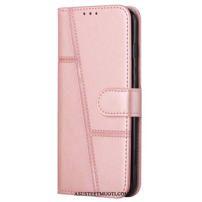 Kotelot Samsung Galaxy A13 5G / A04s Suojaketju Kuori Strappy Geo Leather Effect