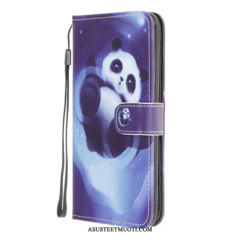 Kotelot Samsung Galaxy M12 / A12 Suojaketju Kuori Panda Space Kaulanauhalla