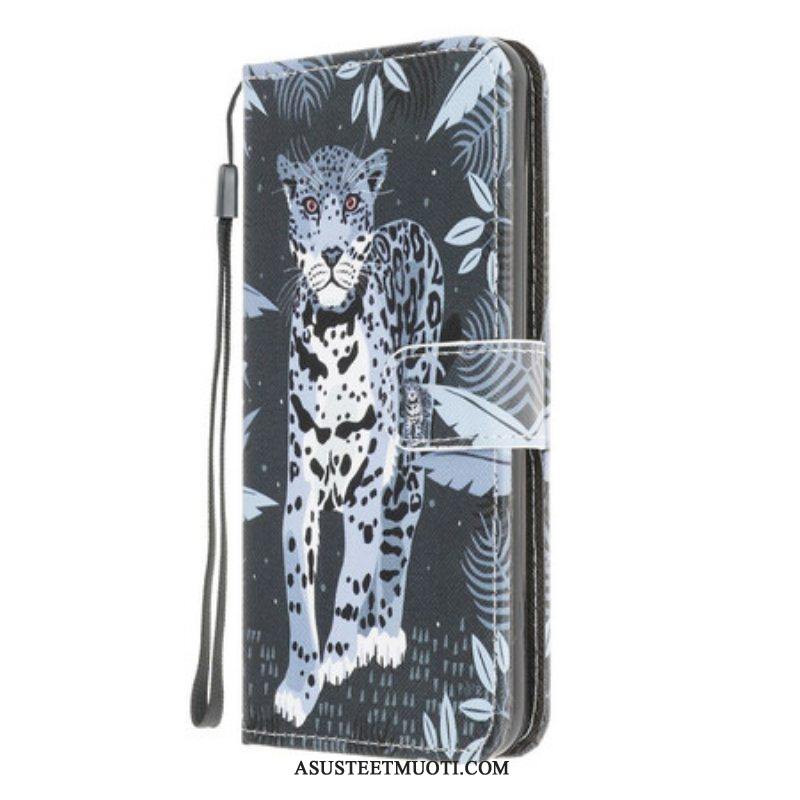 Kotelot Samsung Galaxy M12 / A12 Suojaketju Kuori Strappy Leopard