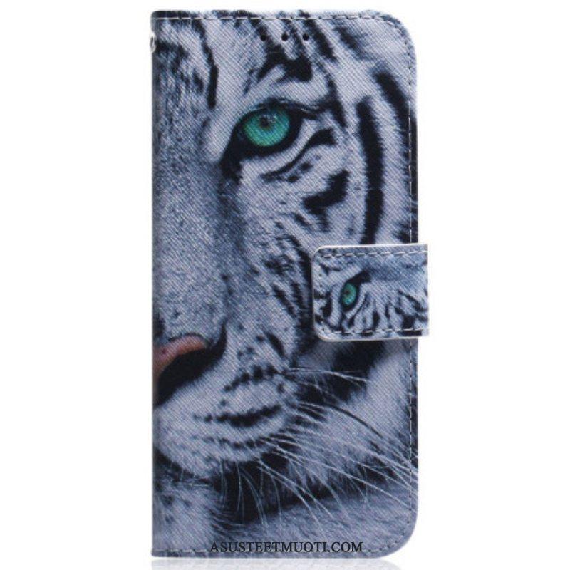 Kotelot Samsung Galaxy M13 Suojaketju Kuori Strappy White Tiger