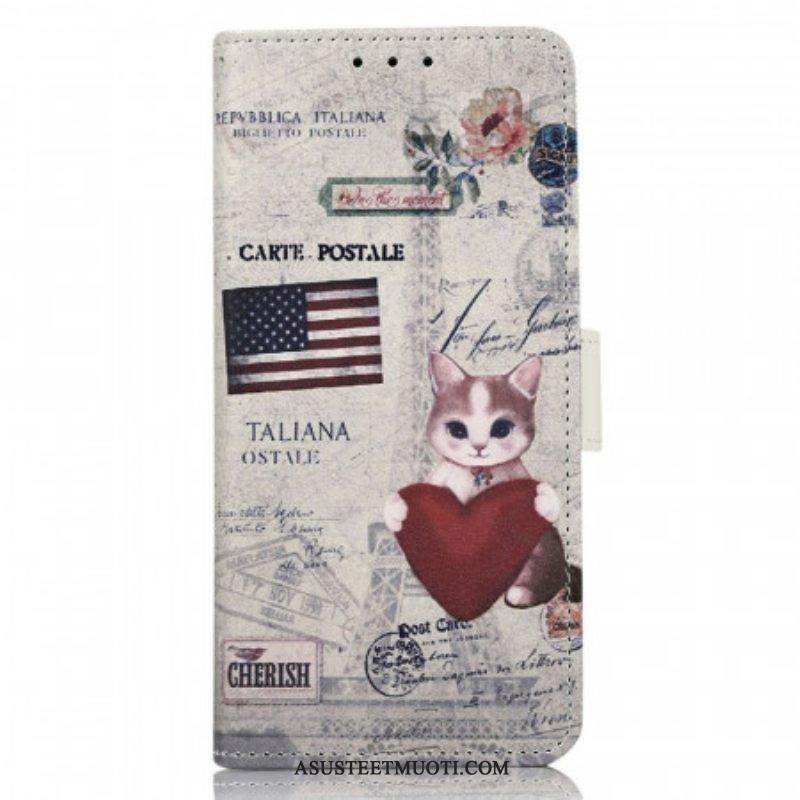 Kotelot Samsung Galaxy M53 5G Traveller Cat