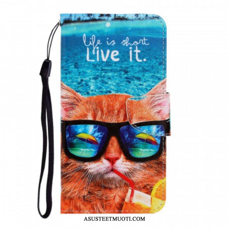 Kotelot Samsung Galaxy S22 Ultra 5G Suojaketju Kuori Cat Live It Strappy
