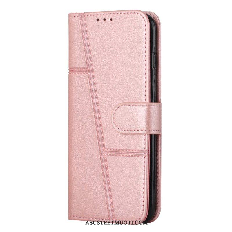 Kotelot Samsung Galaxy S23 5G Suojaketju Kuori Strappy Geometric Leather Style