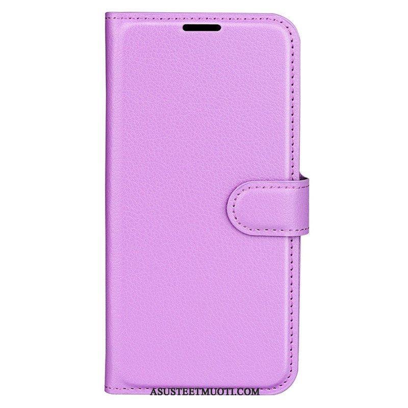 Kotelot iPhone 15 Classic Litchi Faux Leather