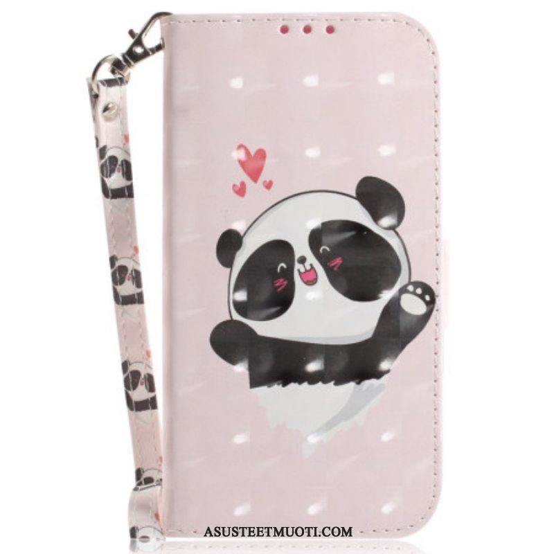Kotelot iPhone 15 Plus Suojaketju Kuori Panda Love Hihnalla
