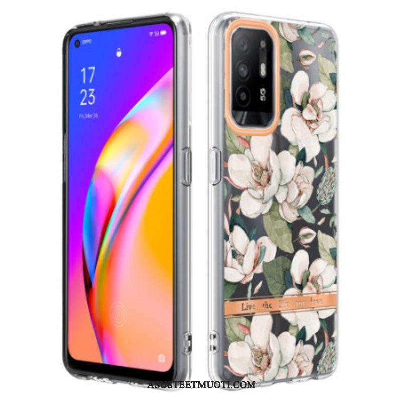 Kuori Oppo A94 5G Pionien Kukkia