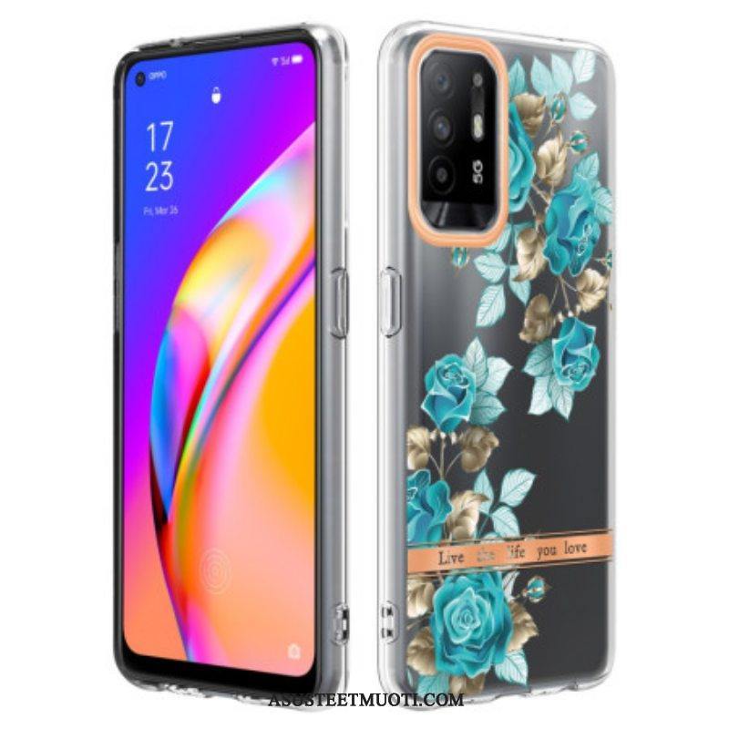 Kuori Oppo A94 5G Saumattomat Siniset Kukat