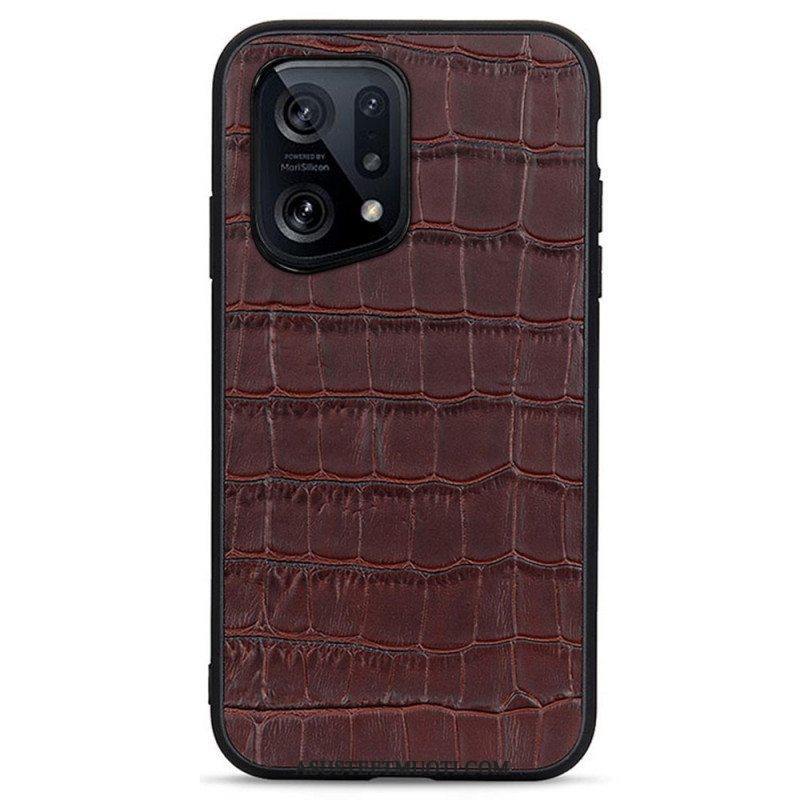 Kuori Oppo Find X5 Aito Crocodile Texture -nahka