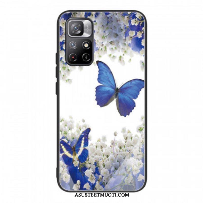 Kuori Poco M4 Pro 5G Butterflies Design Karkaistu Lasi