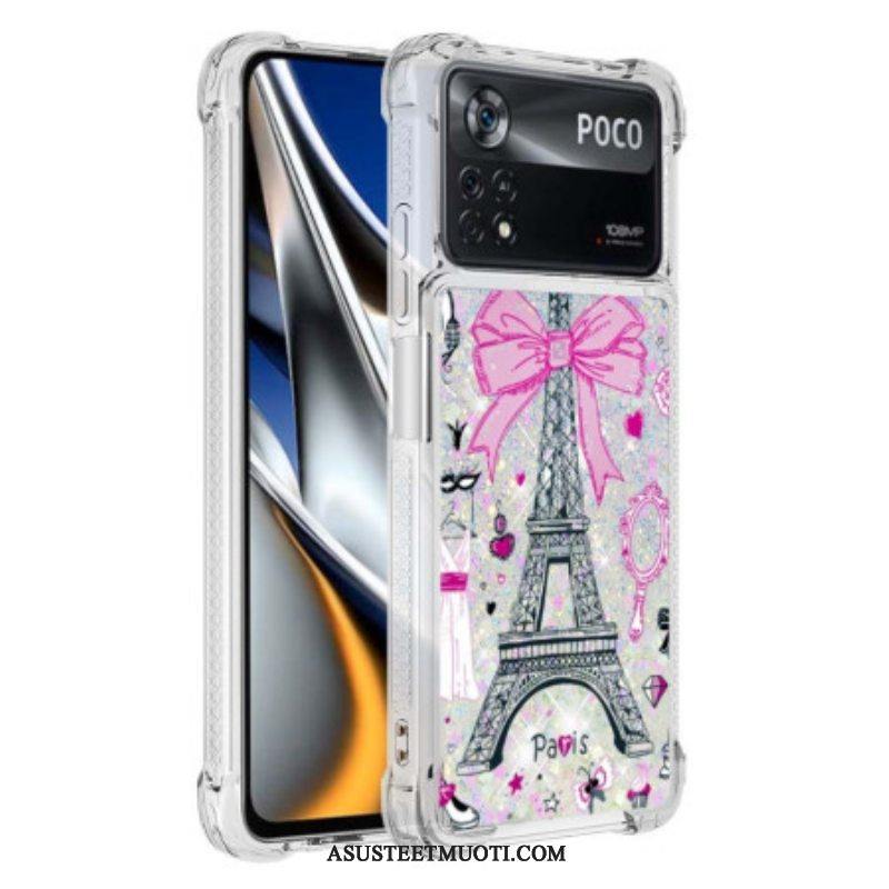 Kuori Poco X4 Pro 5G Eiffel-tornin Paljetteja