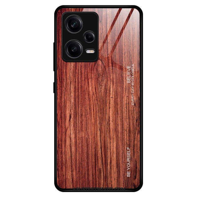 Kuori Poco X5 Pro 5G Wood Design Karkaistu Lasi