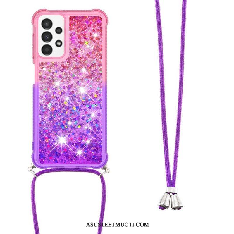 Kuori Samsung Galaxy A13 Kiristysnyörillä Glitter Silikoni Johto