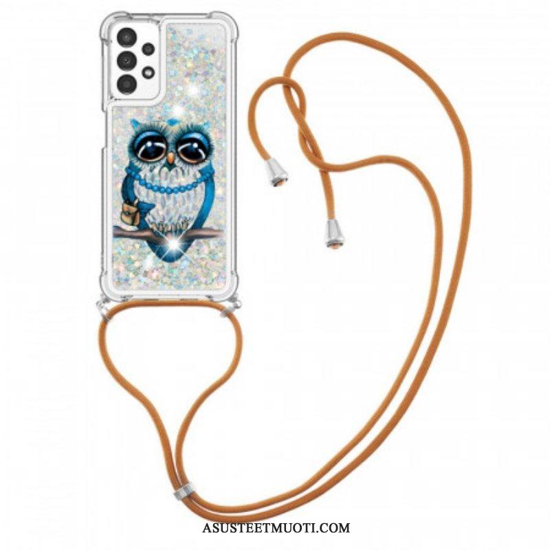 Kuori Samsung Galaxy A13 Kiristysnyörillä Paljetti Kiristysnyöri Miss Owl