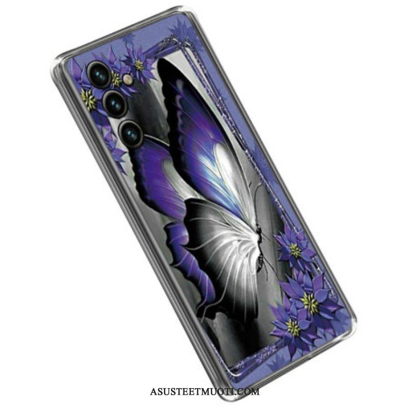 Kuori Samsung Galaxy A14 / A14 5G Violetti Perhonen