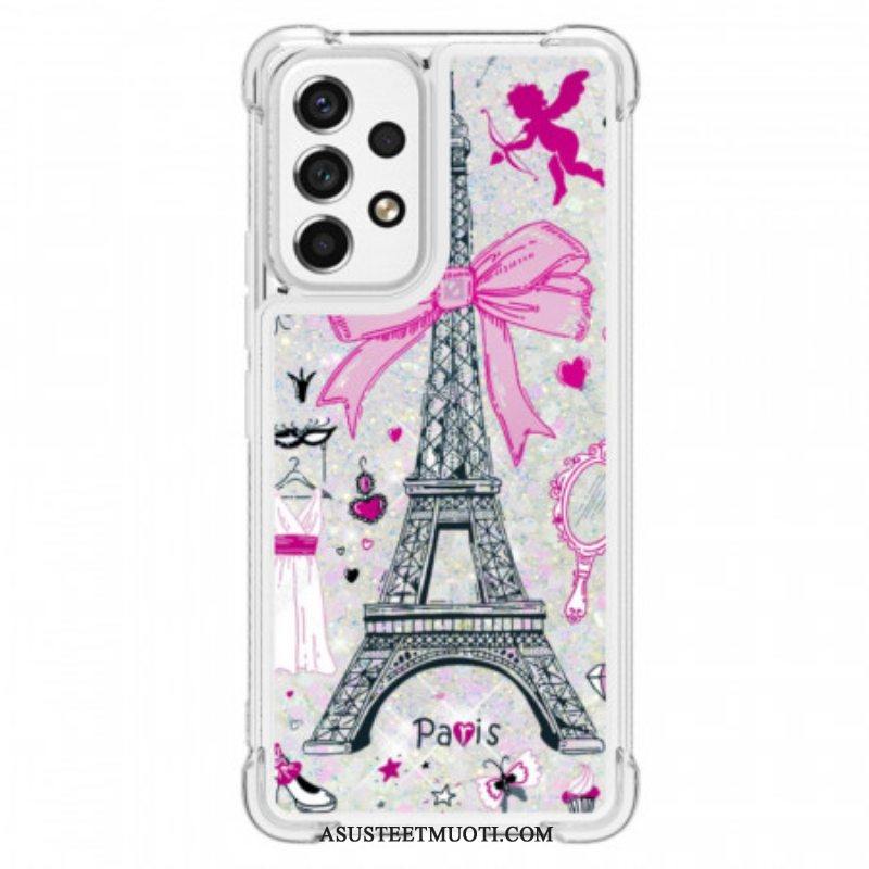 Kuori Samsung Galaxy A53 5G Eiffel-tornin Paljetteja