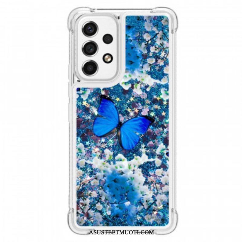 Kuori Samsung Galaxy A53 5G Glitter Blue Perhoset