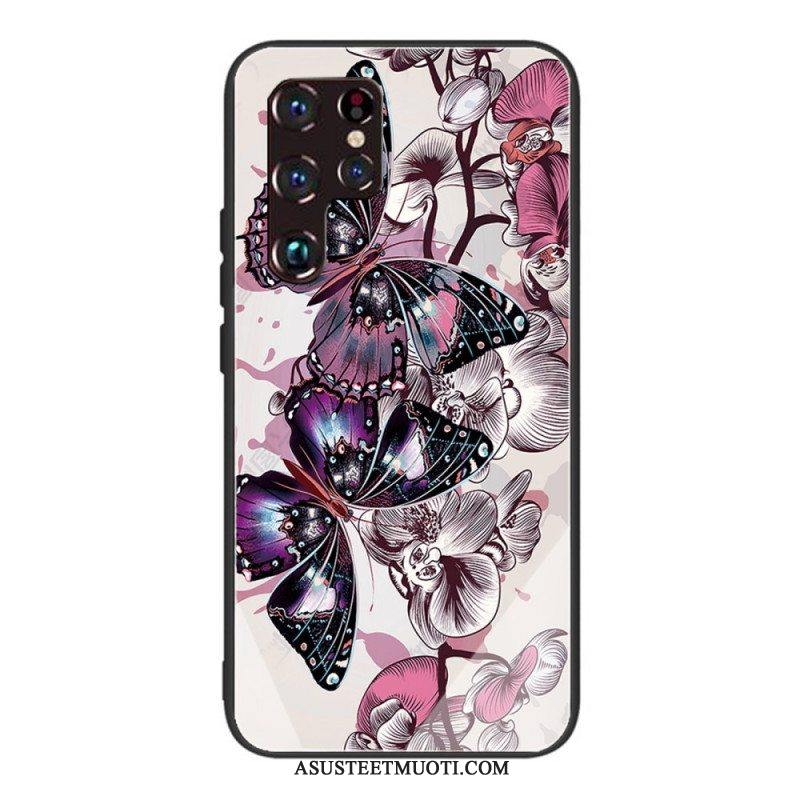 Kuori Samsung Galaxy S22 Ultra 5G Butterflies Variation Karkaistu Lasi