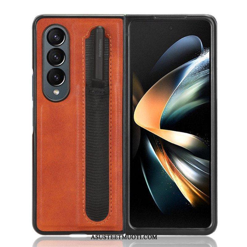 Kuori Samsung Galaxy Z Fold 4 Keinonahkainen Retro Stylus