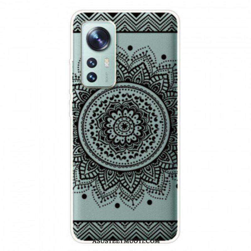 Kuori Xiaomi 12 Pro Silikoni Mandala Musta