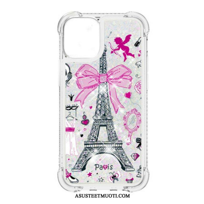Kuori iPhone 13 Mini Eiffel-tornin Paljetteja