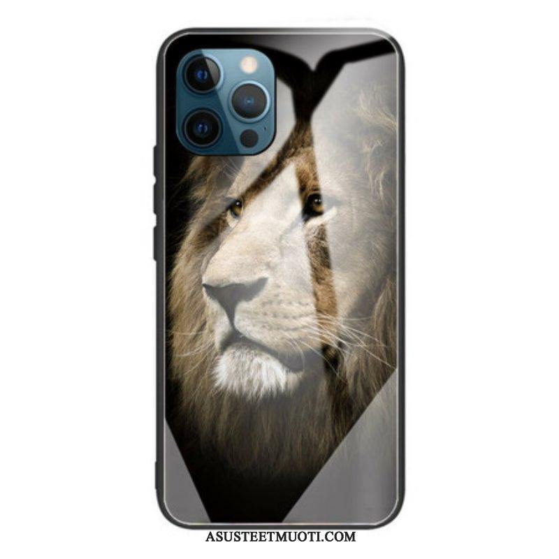 Kuori iPhone 13 Pro Lion Head Karkaistu Lasi