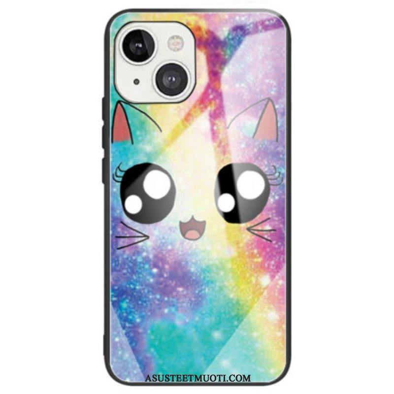 Kuori iPhone 14 Deco Cat Karkaistu Lasi